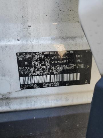 2T3W1RFV0MW167233 - 2021 TOYOTA RAV4 XLE WHITE photo 13