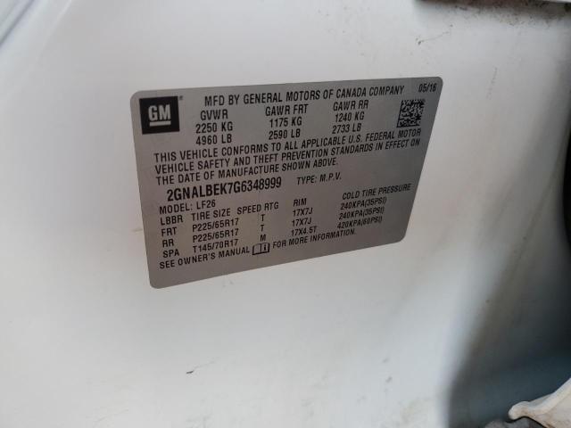 2GNALBEK7G6348999 - 2016 CHEVROLET EQUINOX LS Белый фото 13