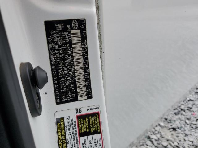 2T1BURHE2EC190754 - 2014 TOYOTA COROLLA L თეთრი ფოტო 12