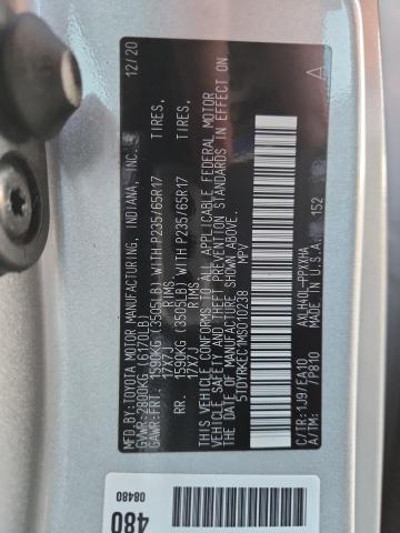 5TDYRKEC1MS010238 - 2021 TOYOTA SIENNA XLE فضي صورة 14