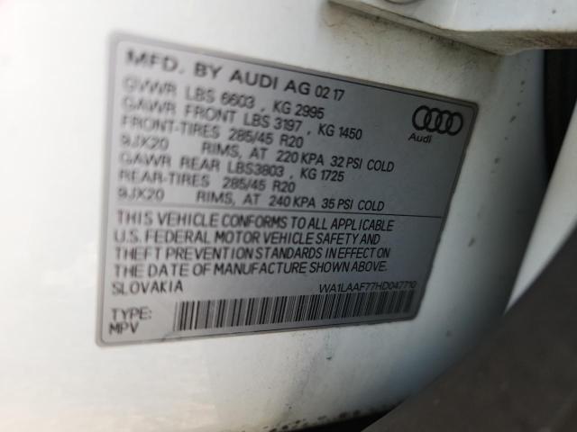 WA1LAAF77HD047710 - 2017 AUDI Q7 PREMIUM PLUS Beyaz fotoğraf 13