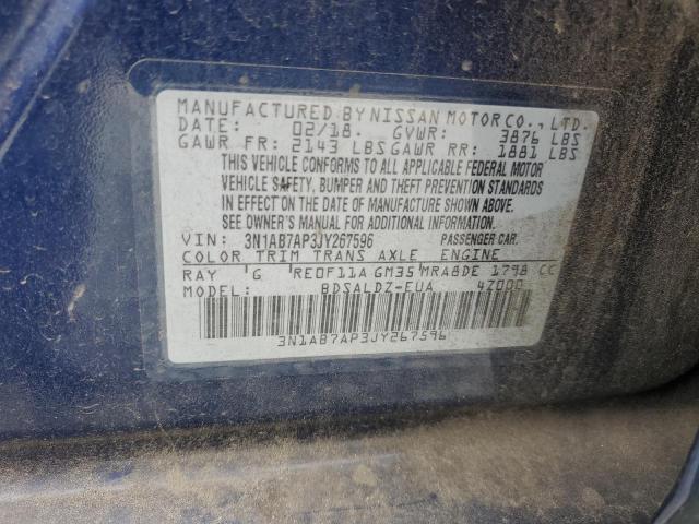 3N1AB7AP3JY267596 - 2018 NISSAN SENTRA S 蓝色 照片 13