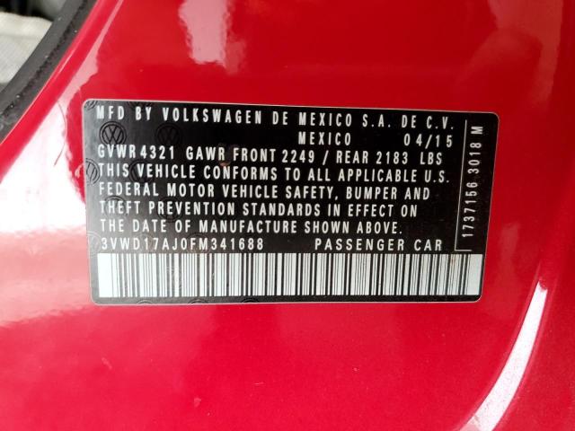 3VWD17AJ0FM341688 - 2015 VOLKSWAGEN JETTA SE RED photo 12
