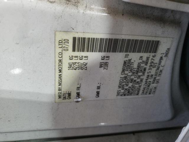 1N4AL2AP4AN539976 - 2010 NISSAN ALTIMA BASE თეთრი ფოტო 12