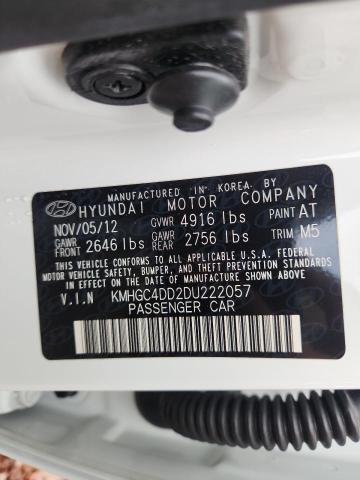 KMHGC4DD2DU222057 - 2013 HYUNDAI GENESIS 3.8L WHITE photo 12