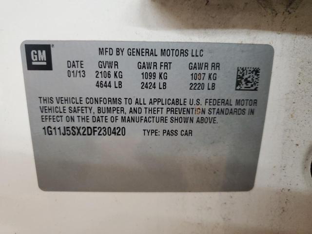 1G11J5SX2DF230420 - 2013 CHEVROLET MALIBU LTZ WHITE photo 12