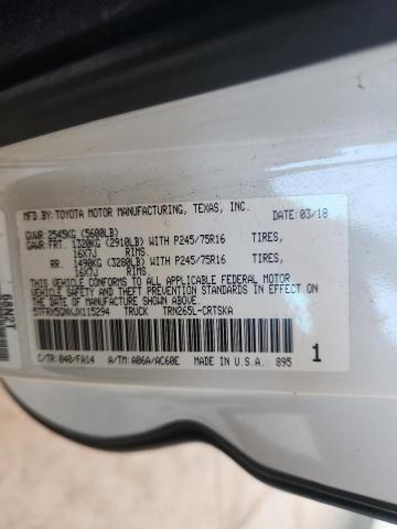 5TFRX5GNXJX115294 - 2018 TOYOTA TACOMA ACCESS CAB Ақ фото 12
