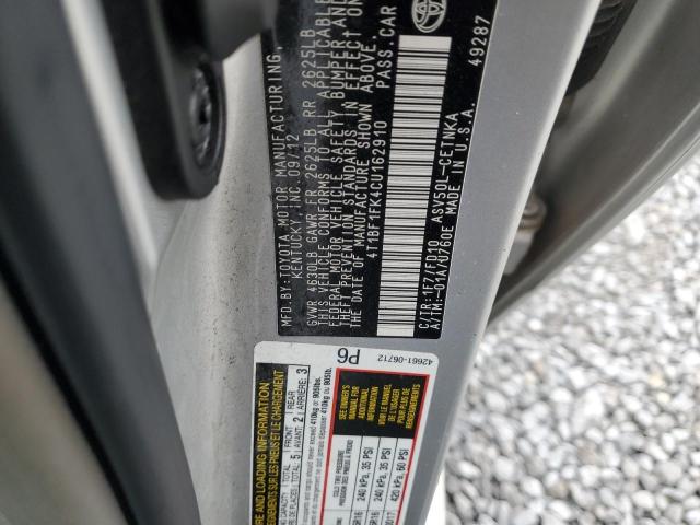 4T1BF1FK4CU162910 - 2012 TOYOTA CAMRY BASE Сұр фото 12