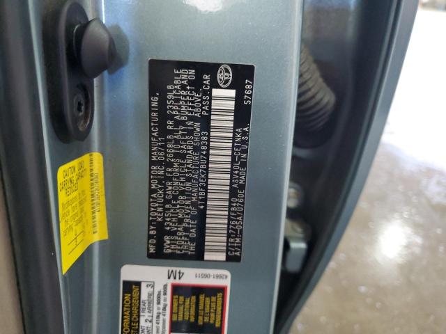 4T1BF3EK7BU748383 - 2011 TOYOTA CAMRY BASE GREEN photo 12
