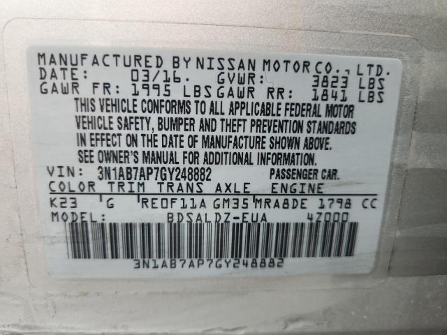 3N1AB7AP7GY248882 - 2016 NISSAN SENTRA S Silber Foto 13