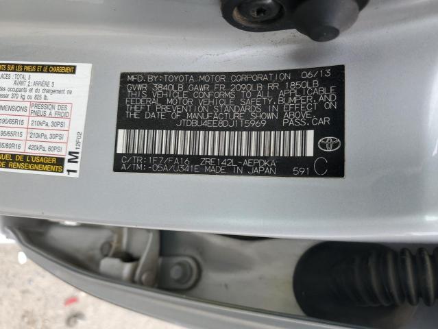 JTDBU4EE8DJ115969 - 2013 TOYOTA COROLLA BASE Gümüş fotoğraf 13