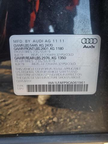 WA1LFAFP9CA061961 - 2012 AUDI Q5 PREMIUM PLUS BLACK photo 13