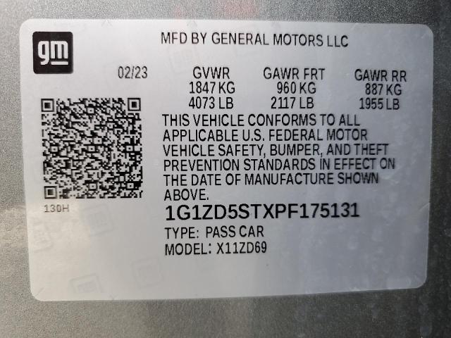 1G1ZD5STXPF175131 - 2023 CHEVROLET MALIBU LT 银色 照片 13