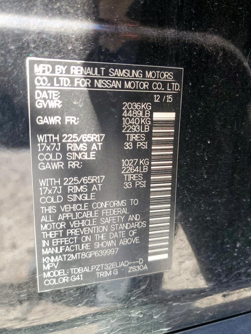 KNMAT2MT8GP639997 - 2016 NISSAN ROGUE S 黑色 照片 13