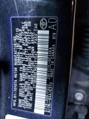 2T1BURHE9GC491542 - 2016 TOYOTA COROLLA L BLACK photo 12