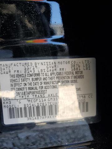 3N1AB7APXKY453007 - 2019 NISSAN SENTRA S BLACK photo 12