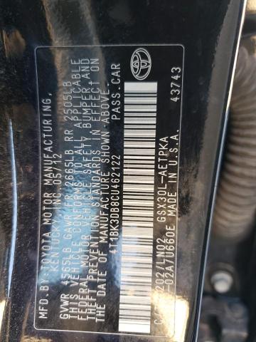 4T1BK3DB8CU462122 - 2012 TOYOTA AVALON BASE 黑色 照片 13