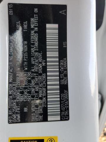 2T2BK1BA8FC342966 - 2015 LEXUS RX 350 BASE 白色 照片 13