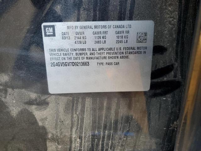 2G4GV5GV7D9213663 - 2013 BUICK REGAL GS BLACK photo 12