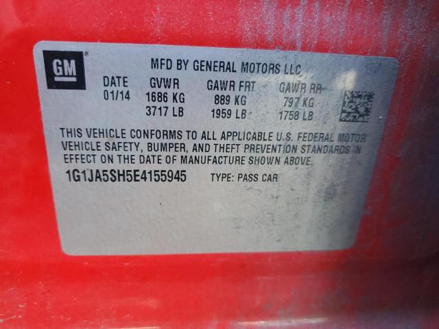 1G1JA5SH5E4155945 - 2014 CHEVROLET SONIC LS RED photo 12