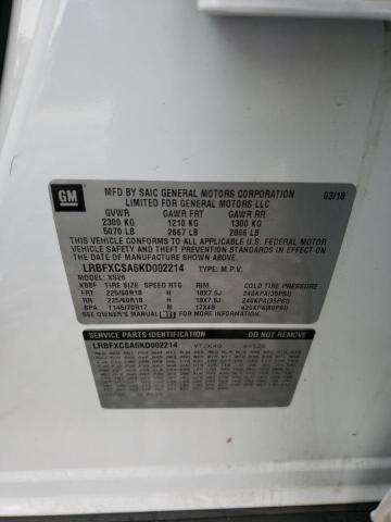 LRBFXCSA6KD002214 - 2019 BUICK ENVISION ESSENCE Սպիտակ լուսանկար 13