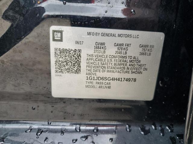 1G1JD6SG4H4174978 - 2017 CHEV SONIC LT Սև լուսանկար 12