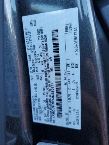 1FMCU9HD1JUB80835 - 2018 FORD ESCAPE SEL Graphit Foto 12