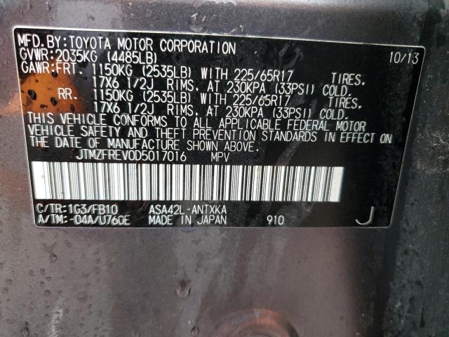 JTMZFREV0D5017016 - 2013 TOYOTA RAV4 LE GRAY photo 13