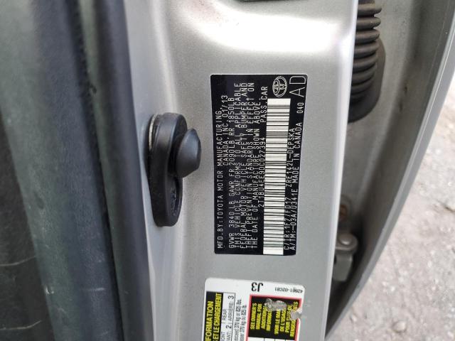 2T1BU4EE9DC027394 - 2013 TOYOTA COROLLA BASE Մոխրագույն լուսանկար 12