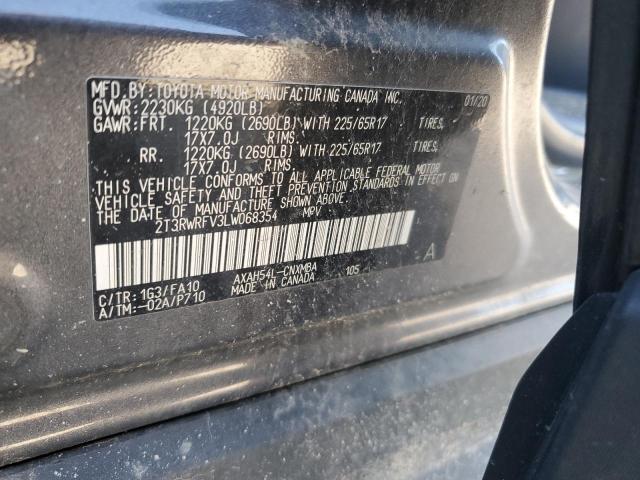 2T3RWRFV3LW068354 - 2020 TOYOTA RAV4 XLE ნაცრისფერი ფოტო 13