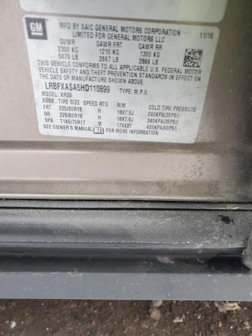 LRBFXASA5HD110899 - 2017 BUICK ENVISION PREFERRED თაფლისფერი ფოტო 13