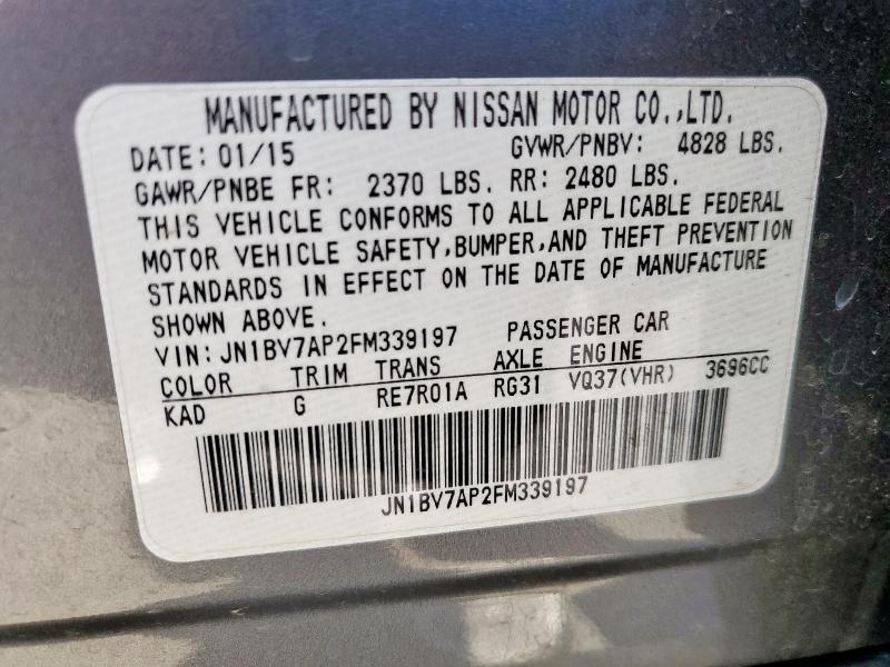 JN1BV7AP2FM339197 - 2015 INFINITI Q50 BASE SILVER photo 12