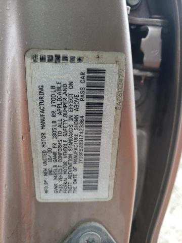 1Y1SK52891Z423364 - 2001 CHEVROLET GEO PRIZM BASE TAN photo 12