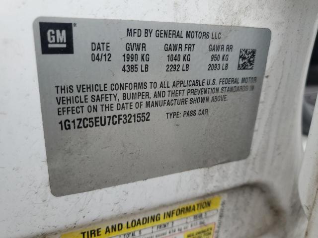 1G1ZC5EU7CF321552 - 2012 CHEVROLET MALIBU 1LT Ақ фото 12