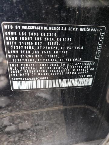 3VV2B7AX6JM026089 - 2018 VOLKSWAGEN TIGUAN SE BLACK photo 13