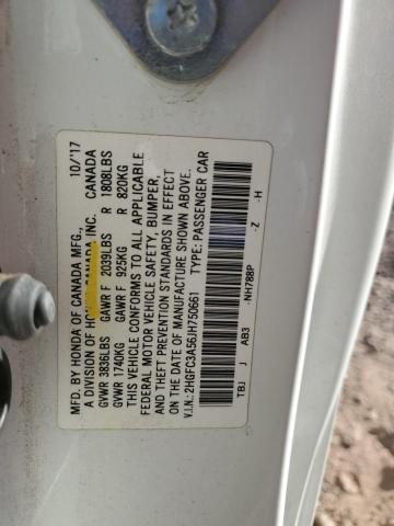 2HGFC3A56JH750661 - 2018 HONDA CIVIC SI WHITE photo 12