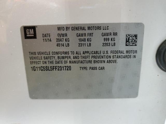 1G11C5SL5FF231720 - 2015 CHEVROLET MALIBU 1LT WHITE photo 12