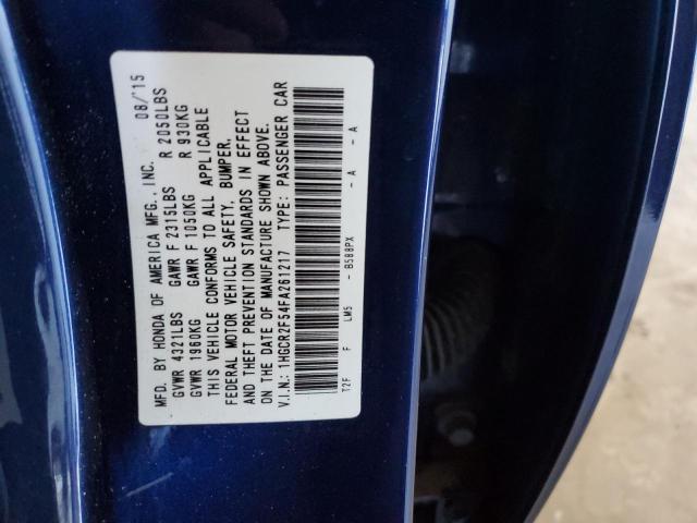 1HGCR2F54FA261217 - 2015 HONDA ACCORD SPORT ლურჯი ფოტო 12