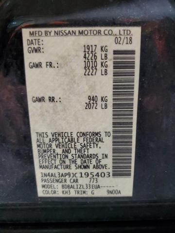 1N4AL3AP9JC195403 - 2018 NISSAN ALTIMA 2.5 黑色 照片 12