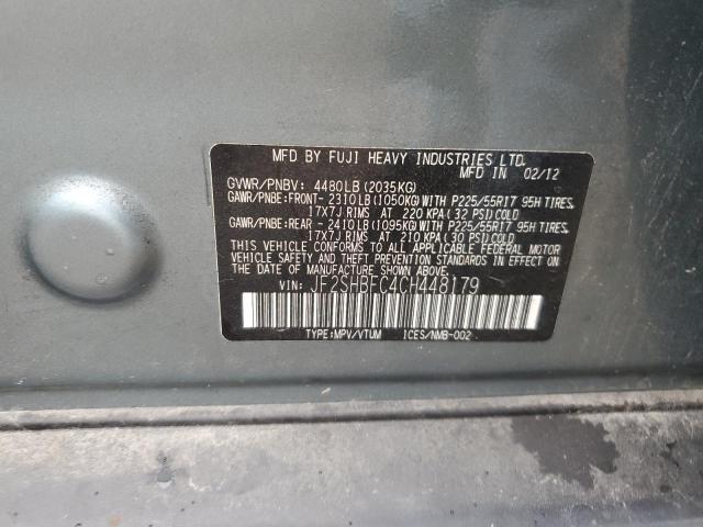 JF2SHBFC4CH448179 - 2012 SUBARU FORESTER LIMITED Dəniz mavisi foto 12