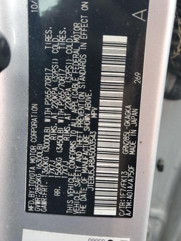 JTEBU5JR8A5003543 - 2010 TOYOTA 4RUNNER SR5 银色 照片 13