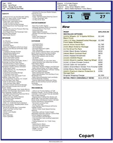 SALGS4RY0LA407994 - 2020 LAND ROVER RANGE ROVE HSE SILVER photo 10