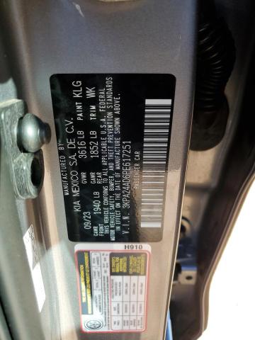 3KPA24AD6PE617251 - 2023 KIA RIO LX CHARCOAL photo 12