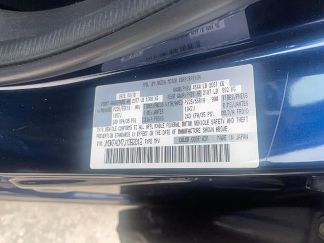 JM3KFACM7J1392019 - 2018 MAZDA CX-5 TOURING Көк фото 10