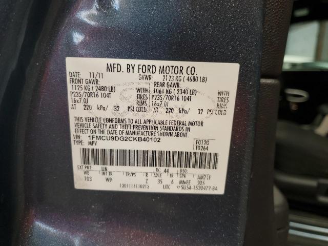 1FMCU9DG2CKB40102 - 2012 FORD ESCAPE XLT BLUE photo 13