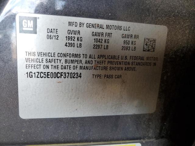 1G1ZC5E00CF370234 - 2012 CHEVROLET MALIBU 1LT 石墨色 照片 12