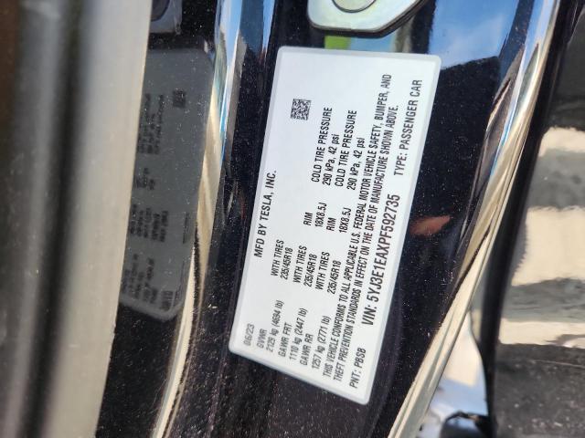 5YJ3E1EAXPF592735 - 2023 TESLA MODEL 3 BLACK photo 12