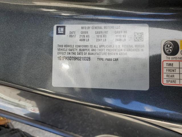 1G1FH3D78H0210328 - 2017 CHEVROLET CAMARO SS GRAY photo 12