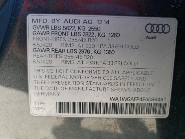 WA1WGAFP4FA086491 - 2015 AUDI Q5 PRESTIGE 黑色 照片 12