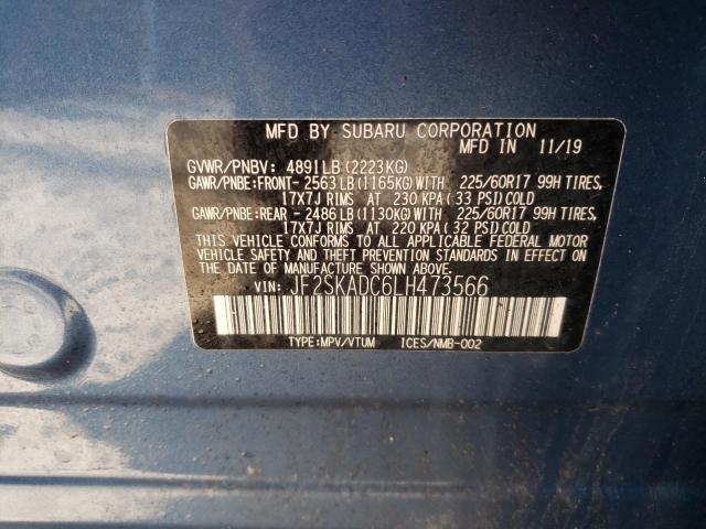JF2SKADC6LH473566 - 2020 SUBARU FORESTER BLUE photo 14